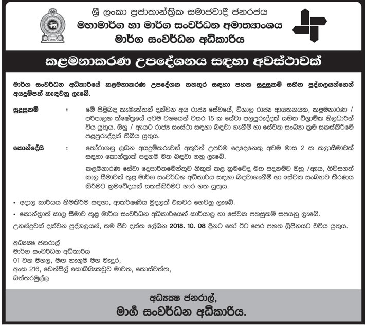 Management Consultant - Road Development Authority